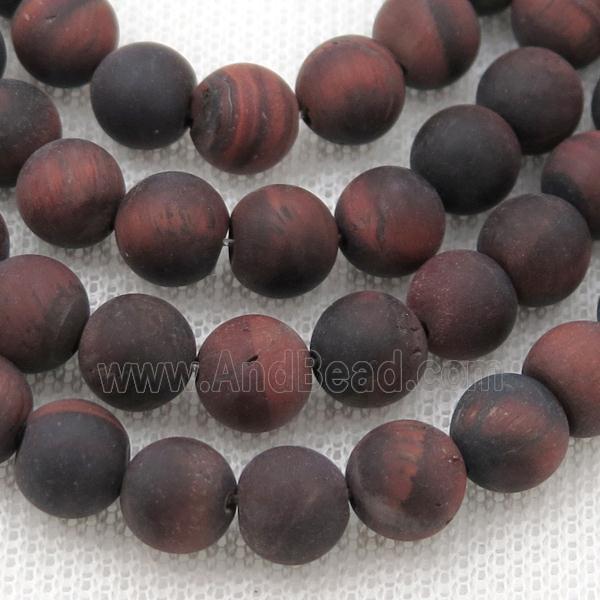round Red Tiger Eye Stone Beads, matte