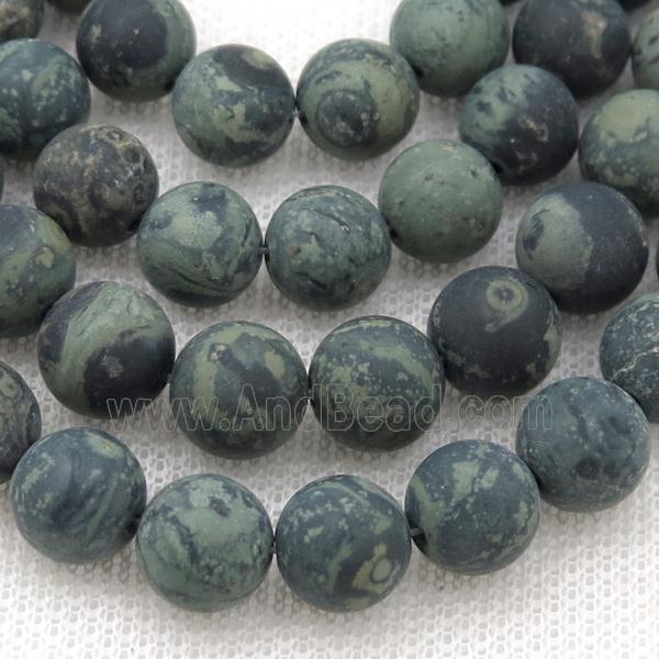 round green Kambaba Jasper Beads, matte
