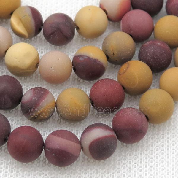 round Mookaite Beads, multicolor, matte
