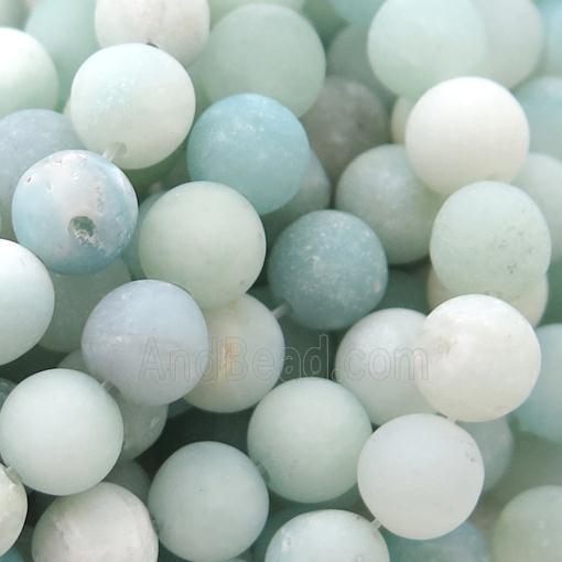 round blue Amazonite Beads, matte