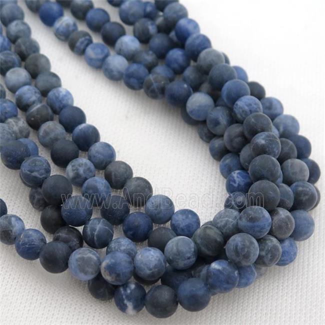 round Blue Sodalite Beads, matte