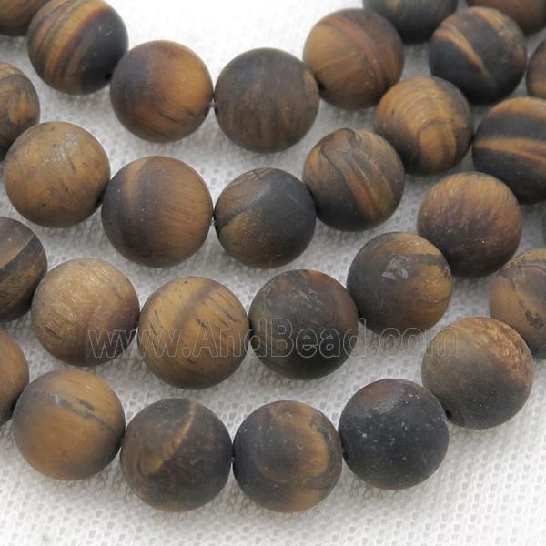round Tiger Eye Stone Beads, matte