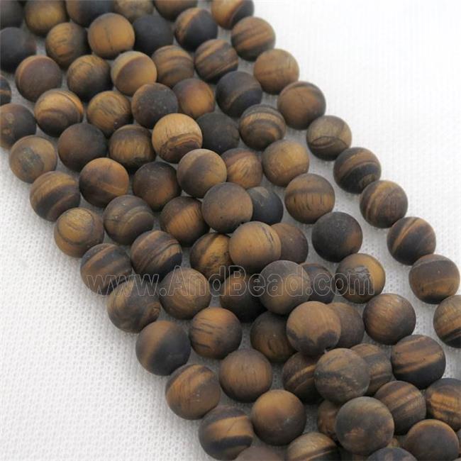 round Tiger Eye Stone Beads, matte