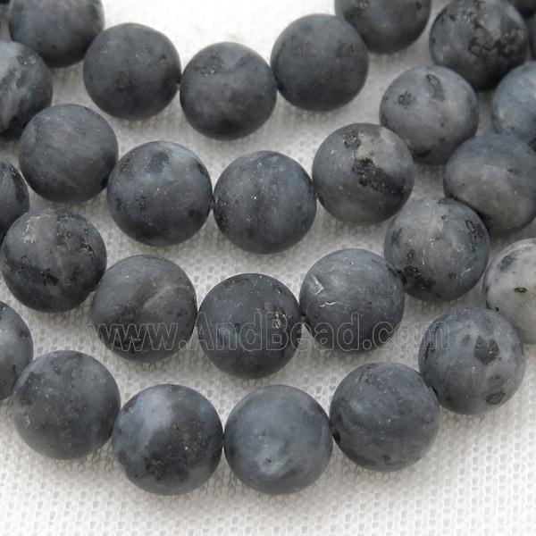 round Black Labradorite Beads, matte