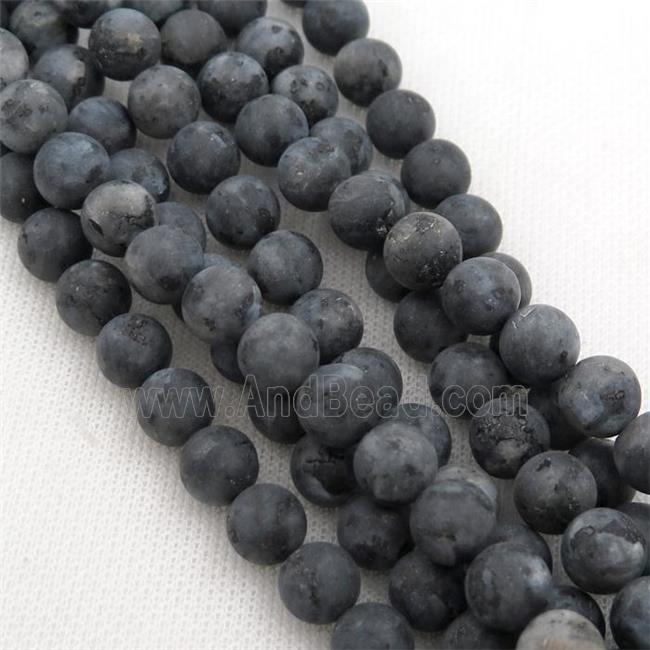 round Black Labradorite Beads, matte