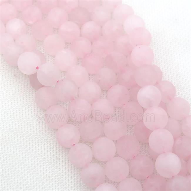 round pink Rose Quartz Beads, matte
