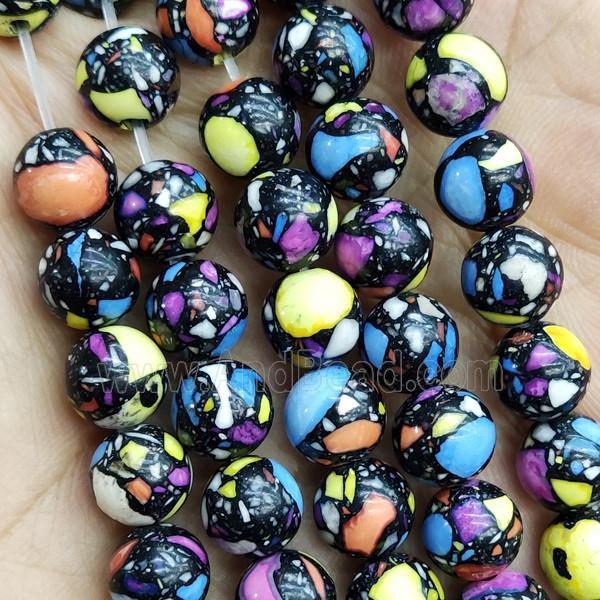 mosaic synthetic Imperial Jasper Beads, round, multicolor