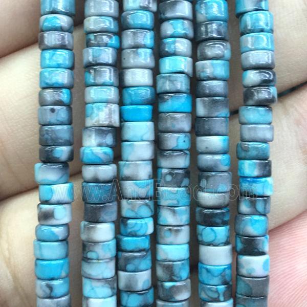 blue flower Jade heishi beads, dye