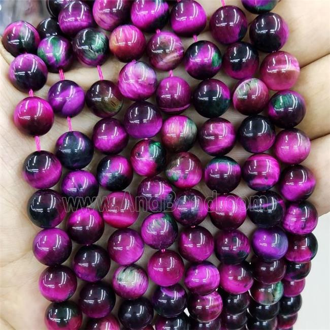hotpink Tiger eye stone beads, round