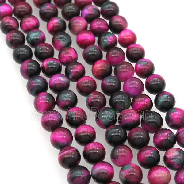 hotpink Tiger eye stone beads, round