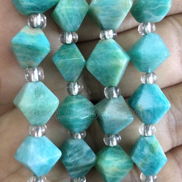 green Amazonite bicone beads