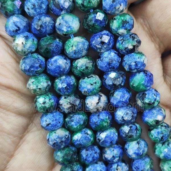 Natural Kiwi Jasper Beads Faceted Rondelle Blue Treated