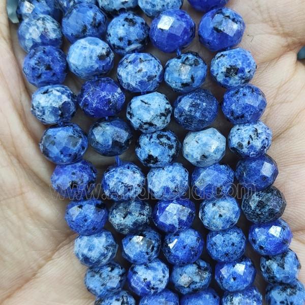 Natural Kiwi Jasper Beads Faceted Rondelle Blue Treated