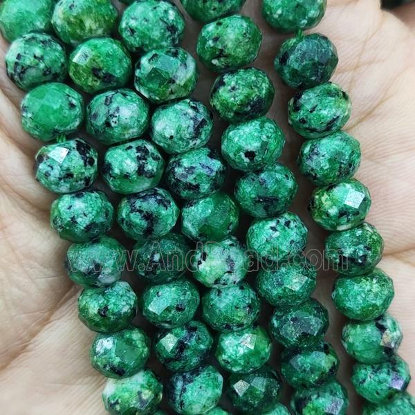 Natural Kiwi Jasper Beads Faceted Rondelle Green Treated