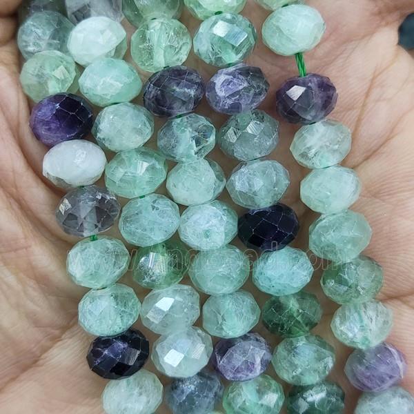 natural Fluorite Beads, faceted rondelle, multicolor
