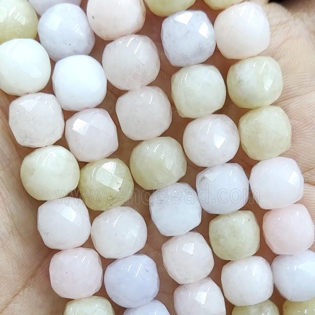 Morganite cube beads, faceted
