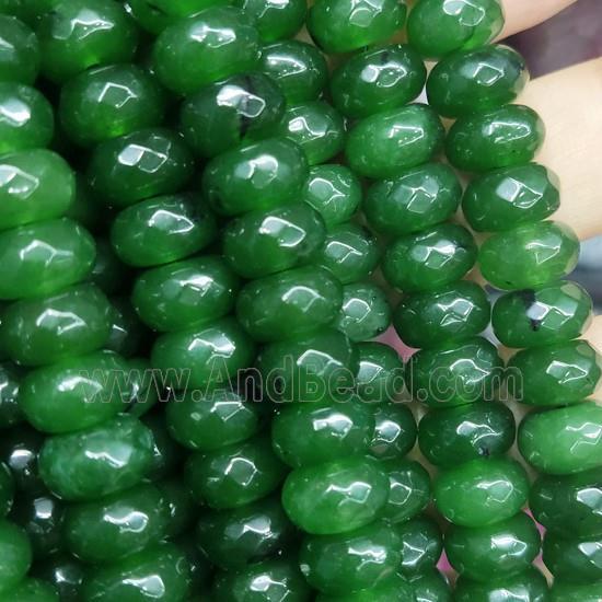 green Jade beads, faceted rondelle