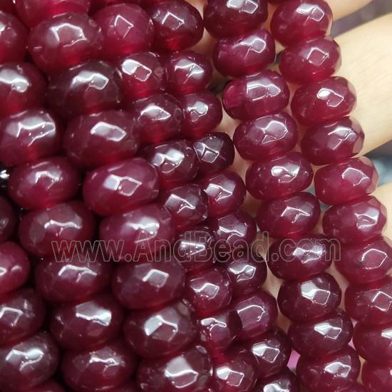 ruby Jade beads, faceted rondelle