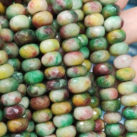 multicolor Jade beads, faceted rondelle