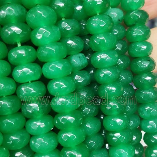 green Jade beads, faceted rondelle