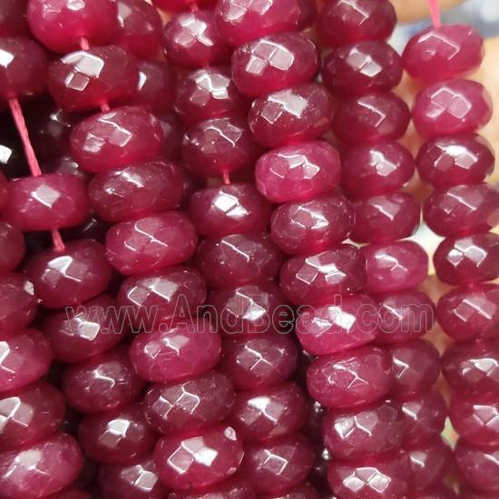 ruby Jade beads, faceted rondelle