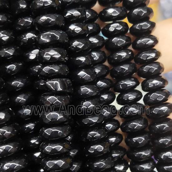 black Jade beads, faceted rondelle