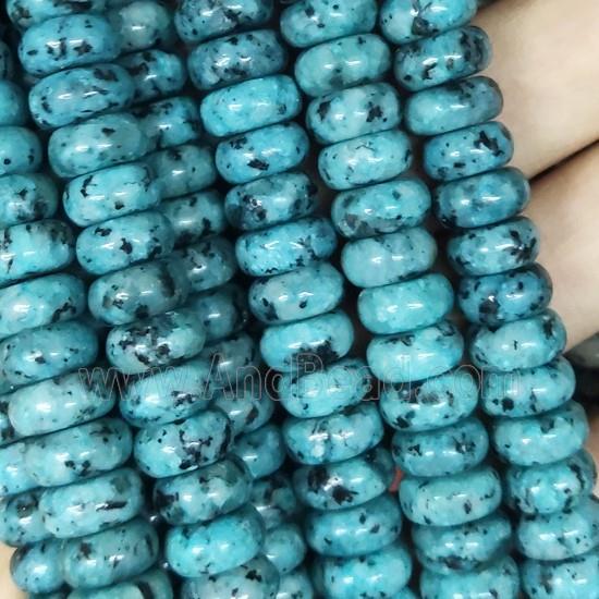 blue Jade rondelle spotted beads