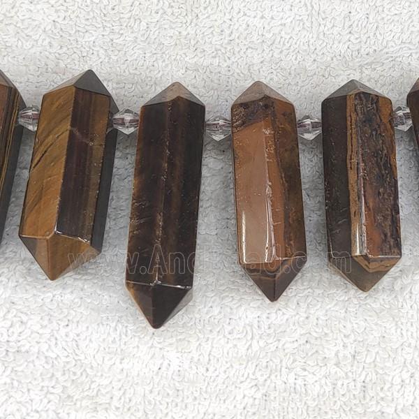 Tiger Eye Stone bullet beads, top-drilled