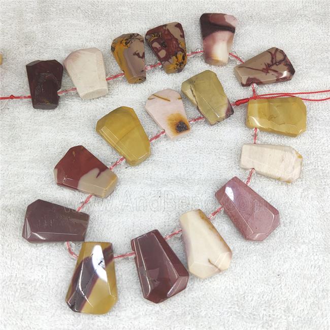 Mookaite teardrop beads, top-drilled