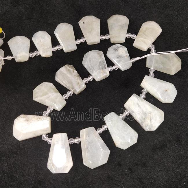 white Moonstone teardrop beads, top-drilled