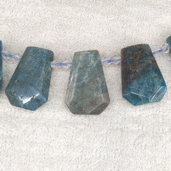 blue Apatite teardrop beads, top-drilled