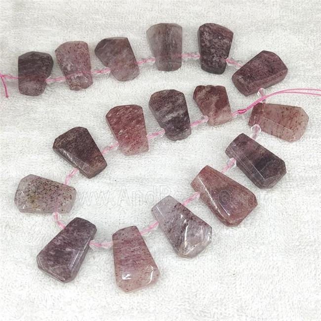 Strawberry Quartz teardrop beads, top-drilled