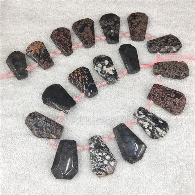 red Snowflake Jasper teardrop beads, top-drilled