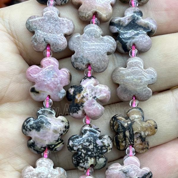 Rhodonite flower beads, pink