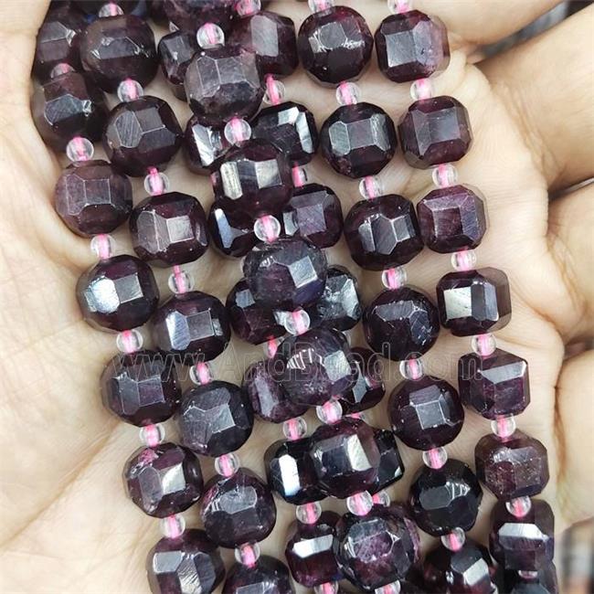 Garnet Beads, faceted cube