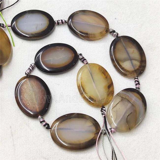 natural Agate Oval Beads, coffee dye