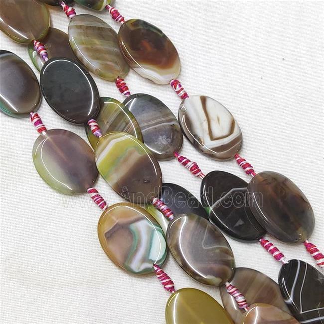Stripe Agate Oval Beads, coffee
