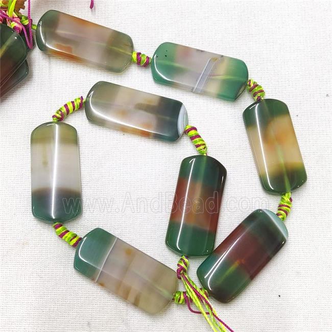 natural Agate Rectangle Beads, green dye