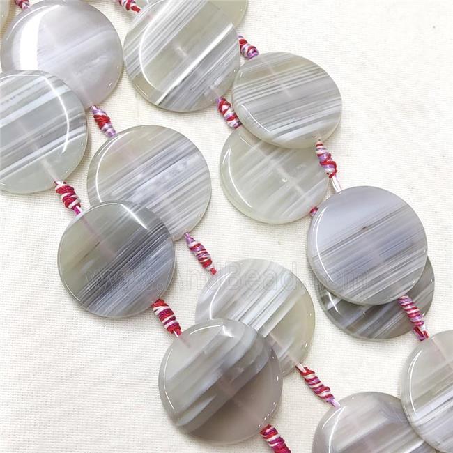 natural Agate Circle Beads, gray