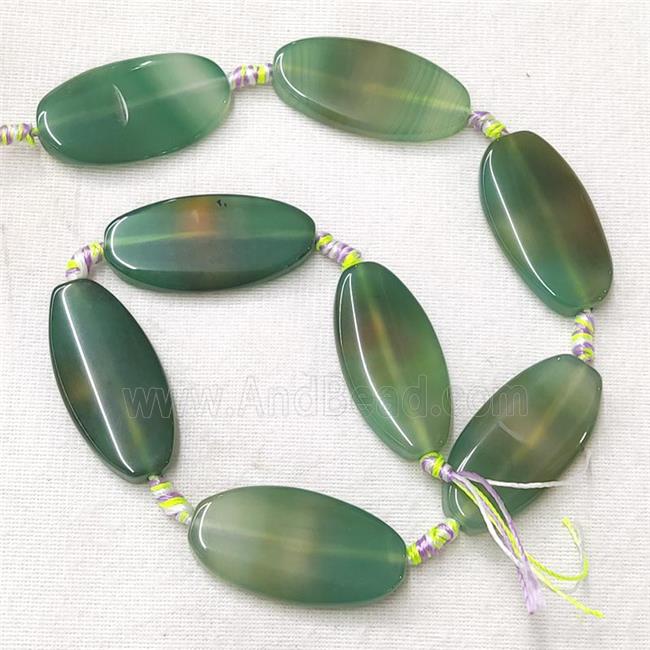 natural Agate Oval Beads, green dye