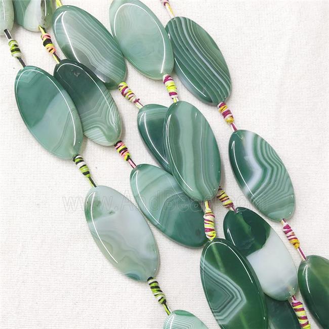 stripe Agate Oval Beads, green dye