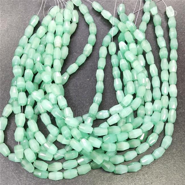 green Cat eye stone barrle beads, faceted
