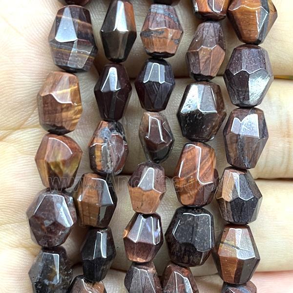 red tiger eye stone beads, faceted freeform