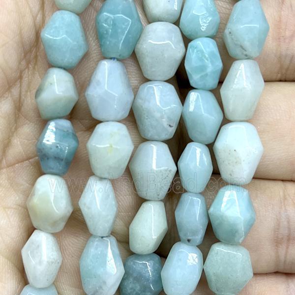 blue Amazonite beads, faceted freeform