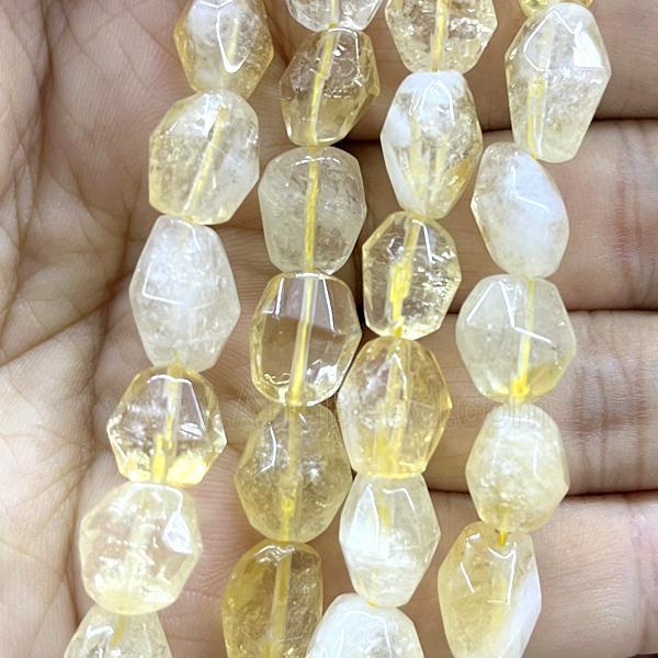yellow Citrine beads, faceted freeform