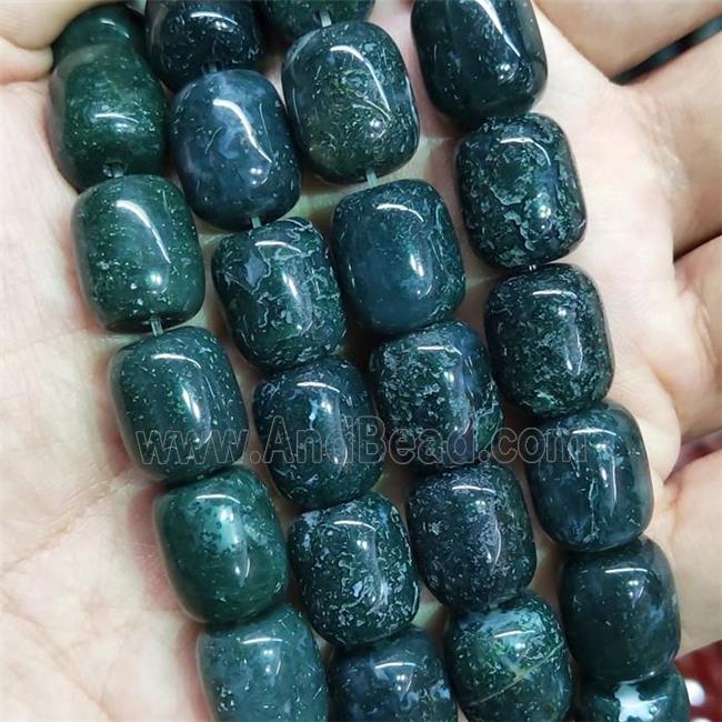 green Moss Agate barrel Beads