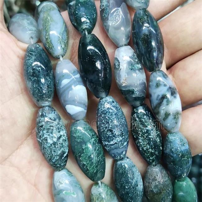 green Moss Agate rice Beads