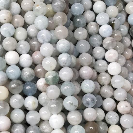 round Aquamarine Beads, B-grade