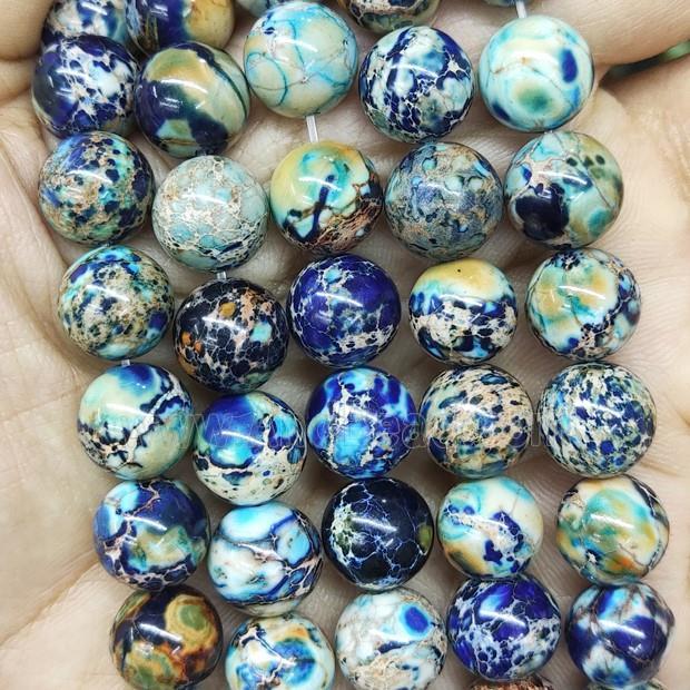 round Imperial Jasper beads, blue