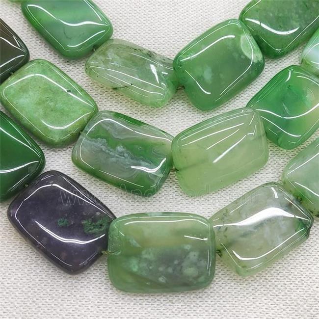 natural Agate rectangle beads, green dye